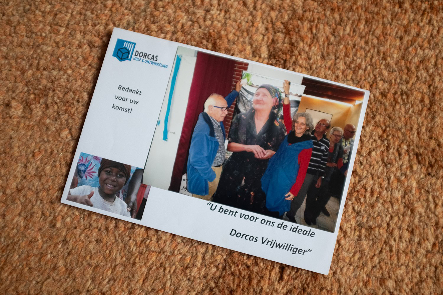 Kaart voor vrijwilligers: bedankt voor uw komst!